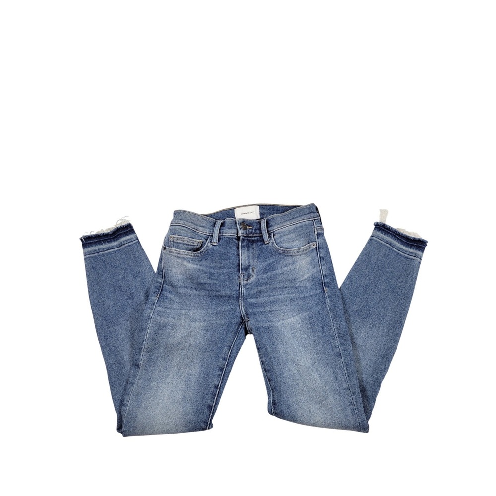 Current/Elliott Skinny Jeans Womens‎ 26 Blue Excellent Released Raw Hem Stretch